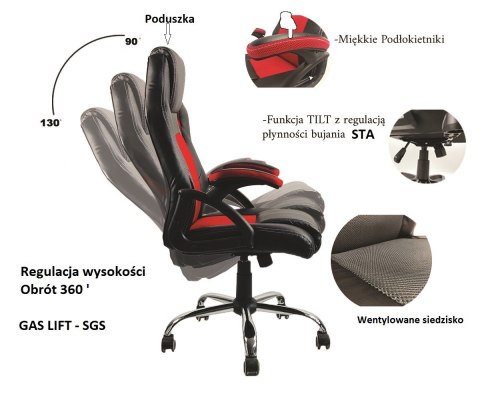 Fotel obrotowy do biurka CARRERA M ST RED PU Fotel obrotowy do biurka CARRERA M ST RED PU