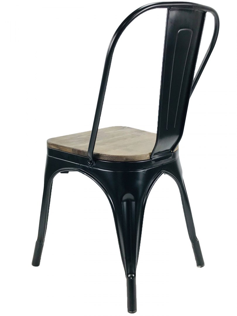 Krzesło metalowe loft CORSICA NERO OAK