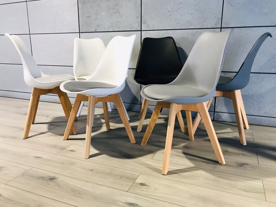 Krzesło skandynawskie MONZA WHITE Pro - Grey Fabric V