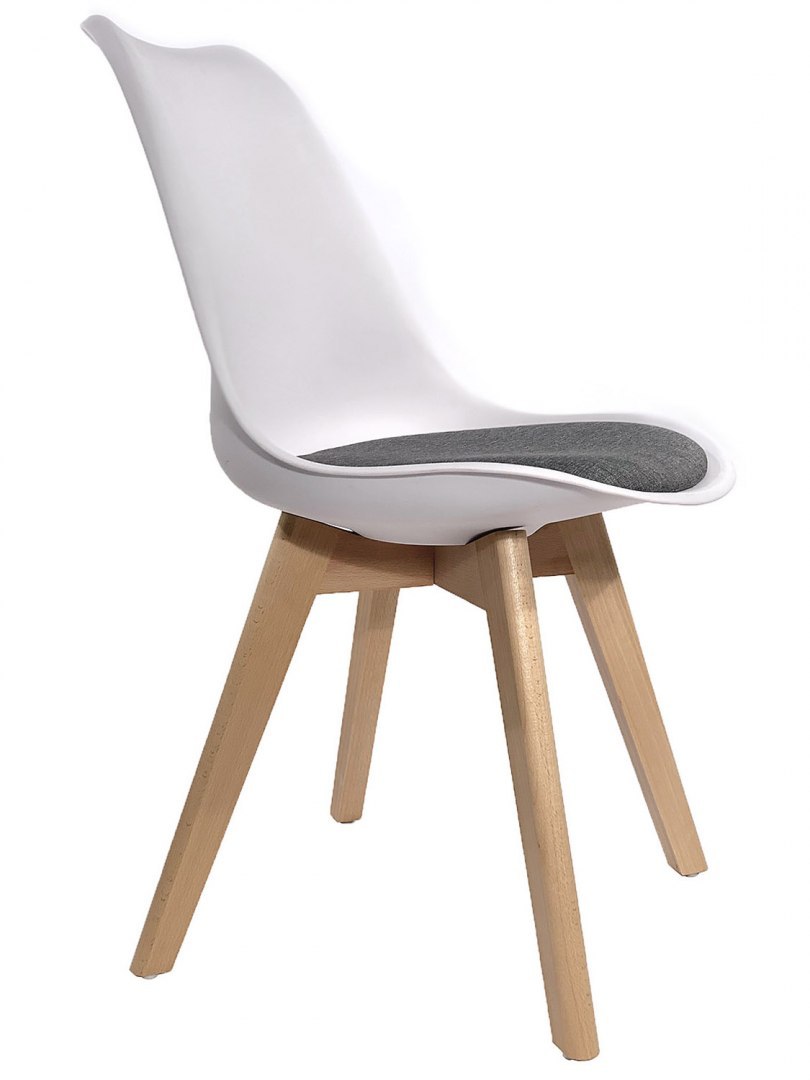 Krzesło skandynawskie MONZA WHITE - Grey Fabric II