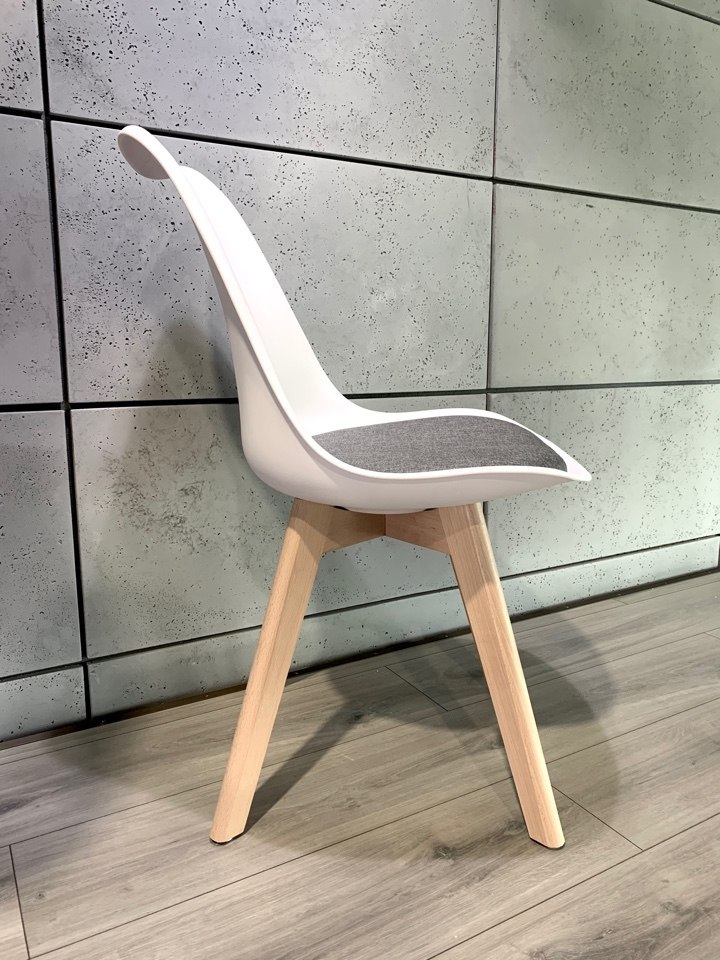 Krzesło skandynawskie MONZA ST WHITE - Grey Fabric II