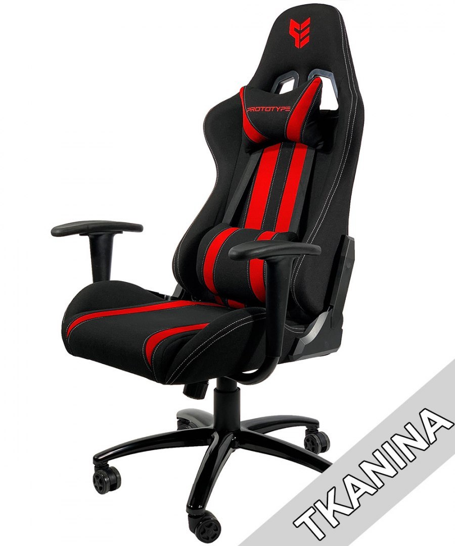 Fotel obrotowy gamingowy WARRIOR RED FABRIC XL