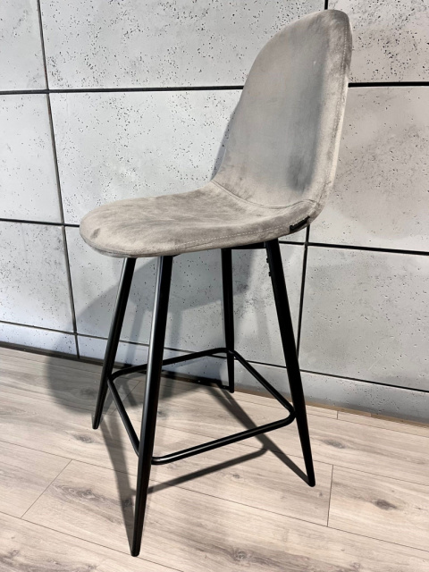 Krzesło barowe AVA GREY VELVET hoker Krzesło barowe AVA GREY VELVET hoker