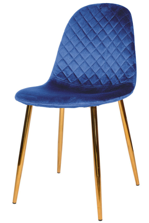 Krzesło tapicerowane CARO VELVET BLUE GOLD