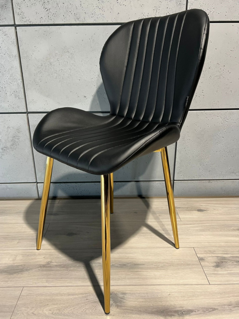 Krzesło tapicerowane MONTI BLACK PU GOLD Krzesło tapicerowane MONTI BLACK PU GOLD