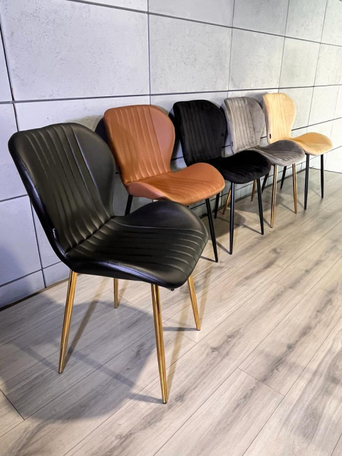 Krzesło tapicerowane MONTI BLACK PU GOLD Krzesło tapicerowane MONTI BLACK PU GOLD