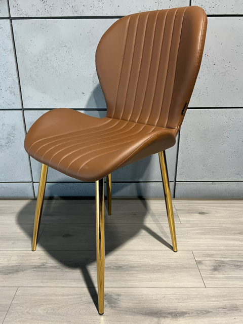 Krzesło tapicerowane MONTI BROWN PU GOLD Krzesło tapicerowane MONTI BROWN PU GOLD