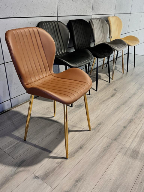 Krzesło tapicerowane MONTI BROWN PU GOLD Krzesło tapicerowane MONTI BROWN PU GOLD