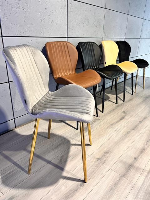 Krzesło tapicerowane MONTI VELVET GREY GOLD Krzesło tapicerowane MONTI VELVET GREY GOLD