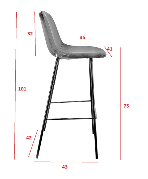 Krzesło barowe VINCENTO BLACK VELVET hoker Krzesło barowe VINCENTO BLACK VELVET hoker