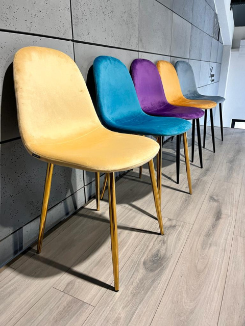 Krzesło tapicerowane GIULIA IVORY VELVET GOLD Krzesło tapicerowane GIULIA IVORY VELVET GOLD