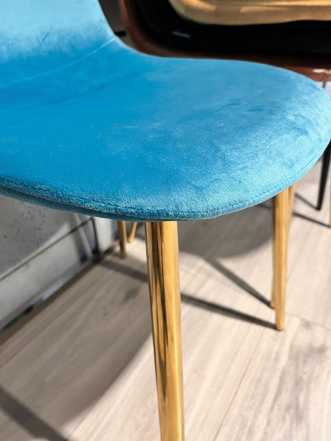 Krzesło tapicerowane GIULIA SEA BLUE VELVET GOLD Krzesło tapicerowane GIULIA SEA BLUE VELVET GOLD