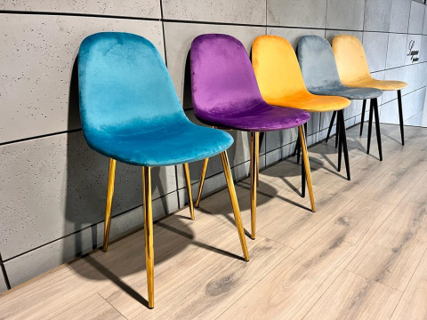 Krzesło tapicerowane GIULIA SEA BLUE VELVET GOLD Krzesło tapicerowane GIULIA SEA BLUE VELVET GOLD