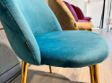 Krzesło tapicerowane GLORIA SEA BLUE VELVET GOLD