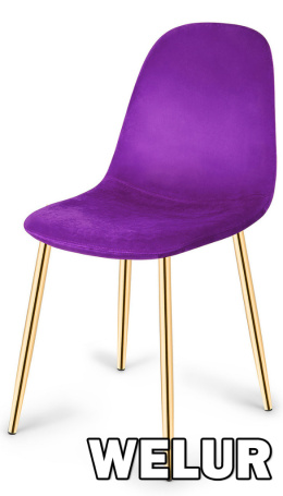Krzesło tapicerowane GIULIA PURPLE VELVET GOLD