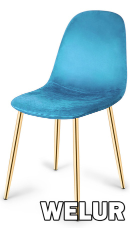 Krzesło tapicerowane GIULIA SEA BLUE VELVET GOLD