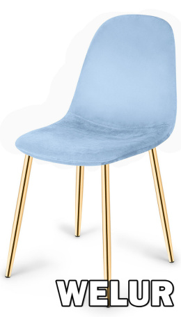 Krzesło tapicerowane GIULIA SKY BLUE VELVET GOLD