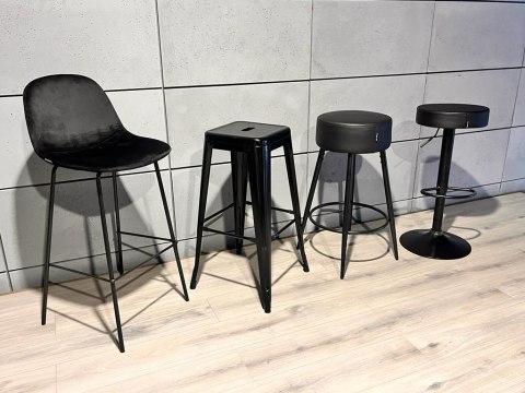 Krzesło barowe VINCENTO BLACK VELVET hoker BAR Krzesło barowe VINCENTO BLACK VELVET hoker BAR
