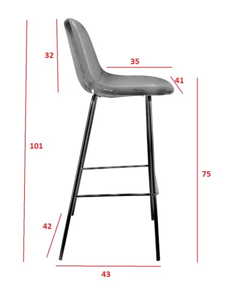 Krzesło barowe VINCENTO BLACK VELVET hoker BAR Krzesło barowe VINCENTO BLACK VELVET hoker BAR