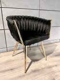 Krzesło plecione Lugano fotel TRECCIA BLACK VELVET GOLD