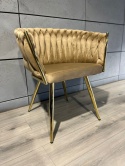 Krzesło plecione Lugano fotel TRECCIA BEIGE VELVET GOLD OUTLET