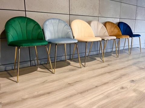 Krzesło tapicerowane CAMILA GREEN VELVET GOLD