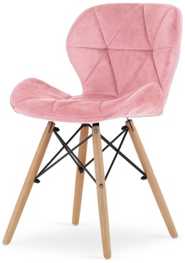 Krzesło tapicerowane VASTO WOOD PINK VELVET