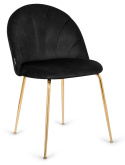 Krzesło tapicerowane CAMILA BLACK VELVET GOLD