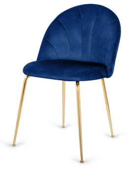 Krzesło tapicerowane CAMILA BLUE VELVET GOLD