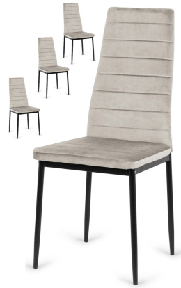 Krzesła tapicerowane zestaw 4 VALVA LINE VELVET GREY