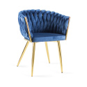 Krzesło plecione Lugano fotel TRECCIA BLUE VELVET GOLD