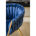 Krzesło plecione Lugano fotel TRECCIA BLUE VELVET GOLD