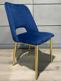 Krzesło tapicerowane GOTI BLUE VELVET GOLD