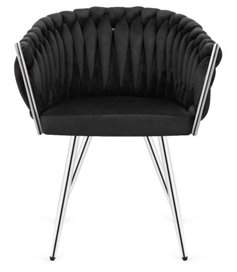Krzesło plecione Lugano fotel TRECCIA BLACK VELVET SILVER Krzesło plecione Lugano fotel TRECCIA BLACK VELVET SILVER