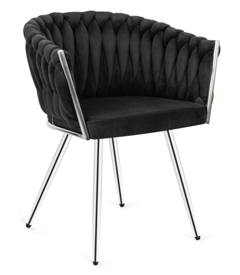Krzesło plecione Lugano fotel TRECCIA BLACK VELVET SILVER Krzesło plecione Lugano fotel TRECCIA BLACK VELVET SILVER