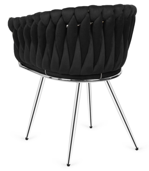 Krzesło plecione Lugano fotel TRECCIA BLACK VELVET SILVER Krzesło plecione Lugano fotel TRECCIA BLACK VELVET SILVER