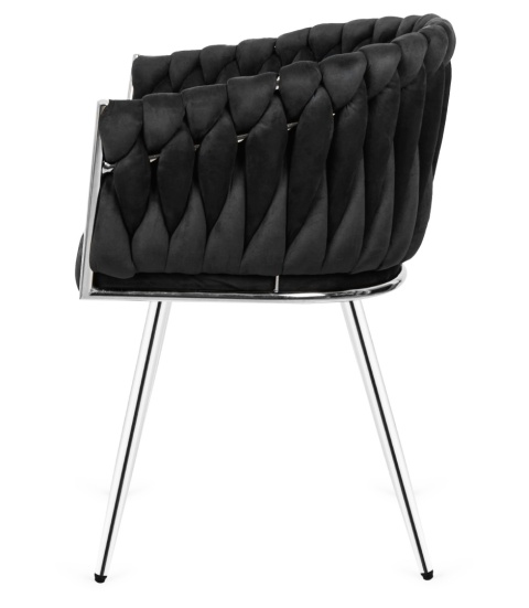 Krzesło plecione Lugano fotel TRECCIA BLACK VELVET SILVER Krzesło plecione Lugano fotel TRECCIA BLACK VELVET SILVER