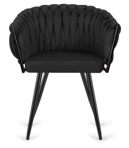 Krzesło plecione Lugano fotel TRECCIA BLACK VELVET SMOKE OUTLET