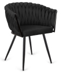 Krzesło plecione Lugano fotel TRECCIA BLACK VELVET SMOKE OUTLET