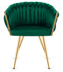 Krzesło plecione Lugano fotel TRECCIA GREEN VELVET GOLD