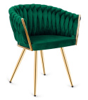 Krzesło plecione Lugano fotel TRECCIA GREEN VELVET GOLD