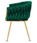 Krzesło plecione Lugano fotel TRECCIA GREEN VELVET GOLD