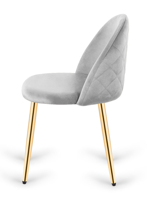 Krzesło tapicerowane GLORIA LIGHT GREY VELVET GOLD OUTLET