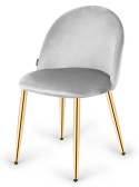 Krzesło tapicerowane GLORIA LIGHT GREY VELVET GOLD OUTLET