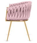 Krzesło plecione Lugano fotel TRECCIA PINK VELVET GOLD