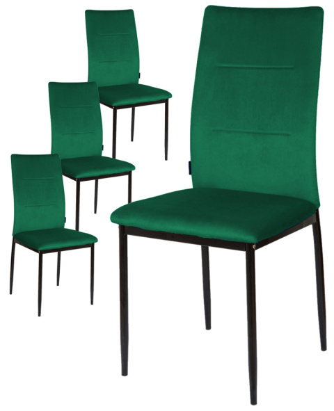 Krzesła tapicerowane Zestaw 4 VALVA DUO VELVET GREEN