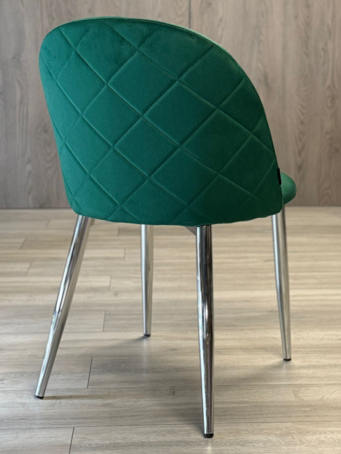 Krzesło tapicerowane GLORIA GREEN VELVET SILVER Krzesło tapicerowane GLORIA GREEN VELVET SILVER
