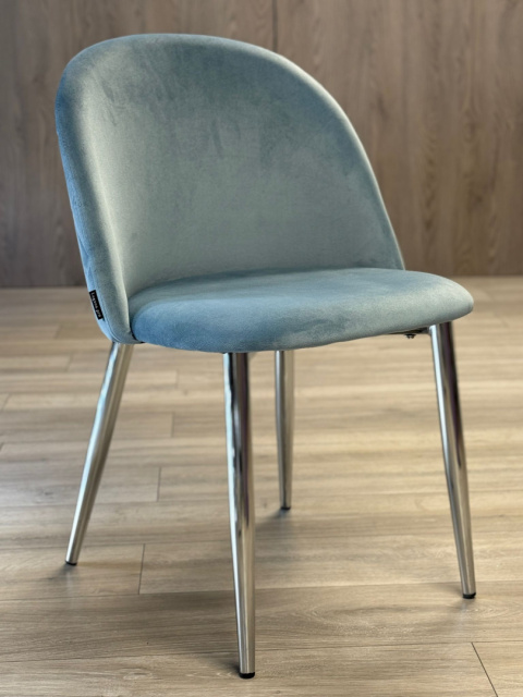 Krzesło tapicerowane GLORIA LIGHT BLUE VELVET SILVER Krzesło tapicerowane GLORIA LIGHT BLUE VELVET SILVER