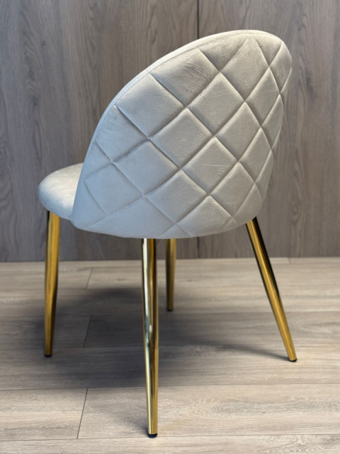 Krzesło tapicerowane GLORIA LIGHT GREY VELVET GOLD Krzesło tapicerowane GLORIA LIGHT GREY VELVET GOLD