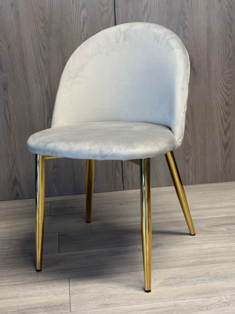 Krzesło tapicerowane GLORIA LIGHT GREY VELVET GOLD Krzesło tapicerowane GLORIA LIGHT GREY VELVET GOLD